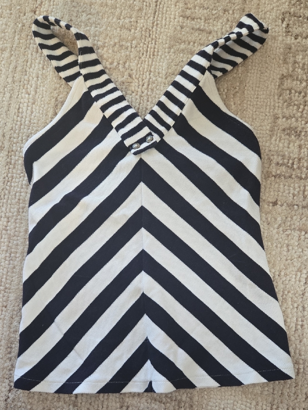 Black and White Striped V‑Neck Tank Top